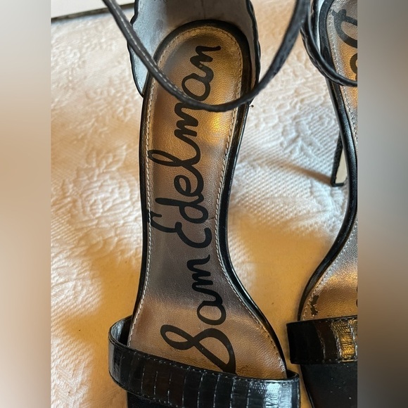 Sam Edelman Eleanor.  Black reptile print; sky high sandals - Picture 7 of 7